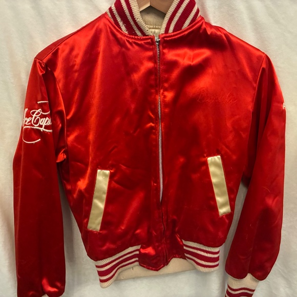 Vintage Ice Capades skater’s red + cream reversible satin bomber jacket - small - Picture 2 of 15